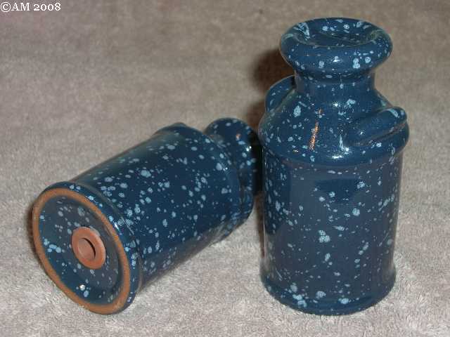 Frankoma Milk Can shakers glazed country blue